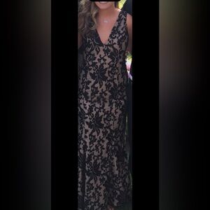 Elegant Black Lace Overlay Dress